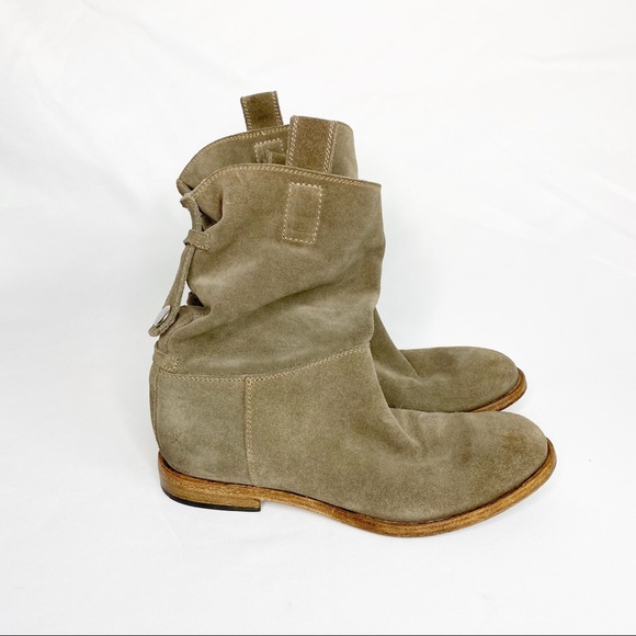 Alberto Fermani Umbria Suede Pull On Slouch Booties Tan Size 35.5 US 5.5 - Picture 2 of 12